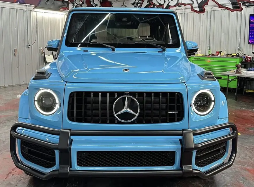 AMG sky blue wrap and starlight headliner