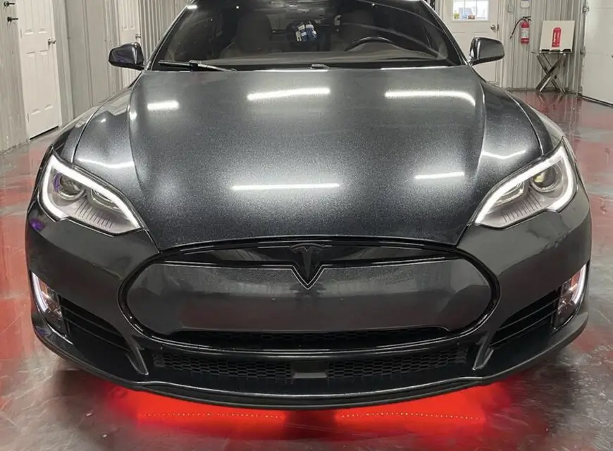 Tesla with red underglow kit