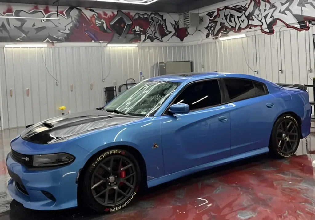 window tint blue car